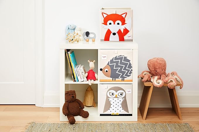 3 Sprouts Toy Storage Organizer: Toy Box Cube Organizer for Playroom, Nursery - Foldable Storage Bin - Fox-CubbioJoy