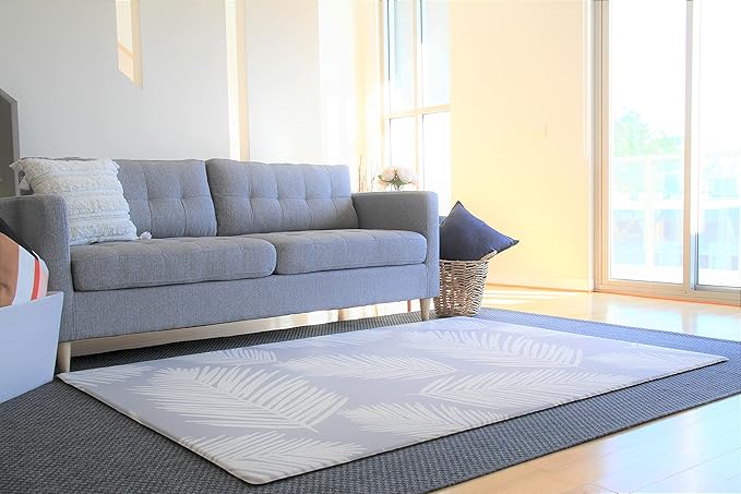 Cushmat Stylish Reversible Foam Play Mat (Large, Alpha - Palm Gray) - Soft, Waterproof, Durable Play mat for Infants, Babies, Toddler, Kids & Grownup - 6.5ft x 4.5ft-CubbioJoy