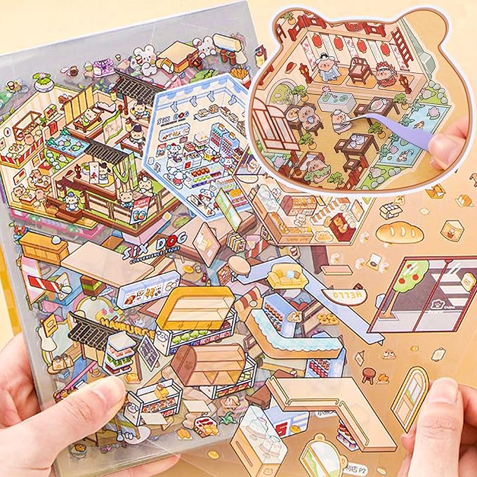 DIY 3D Sticker Scenes, 20 Sets (1500+) Cute Cartoon Stickers. Sticker Therapy. Create Your Own Mini Worlds. Perfect for Party Favors, Birthday Gifts for Adults & Kids-CubbioJoy