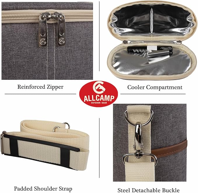 ALLCAMP OUTDOOR GEAR 2 Bottle Wine Tote Carrier - Insulated Portable Padded Canvas Wine Bag for Travel, BYOB Restaurant, Wine Tasting, Party, Great Christmas Day Gift for Wine Lover，Dark Gray-CubbioJoy