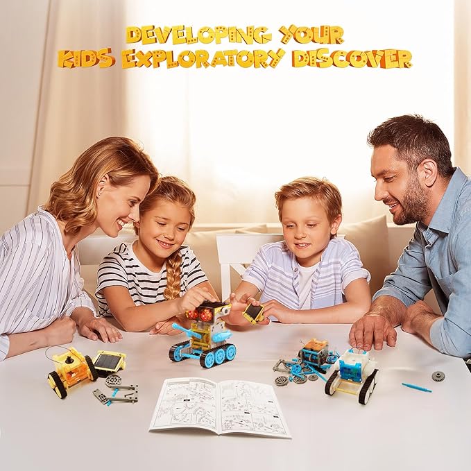 30-in-1 Solar Robot Kit - 243 Pieces, STEM Educational Building Set for Kids Aged 8-12, Science Experiment Gift for Birthdays (Blue)-CubbioJoy