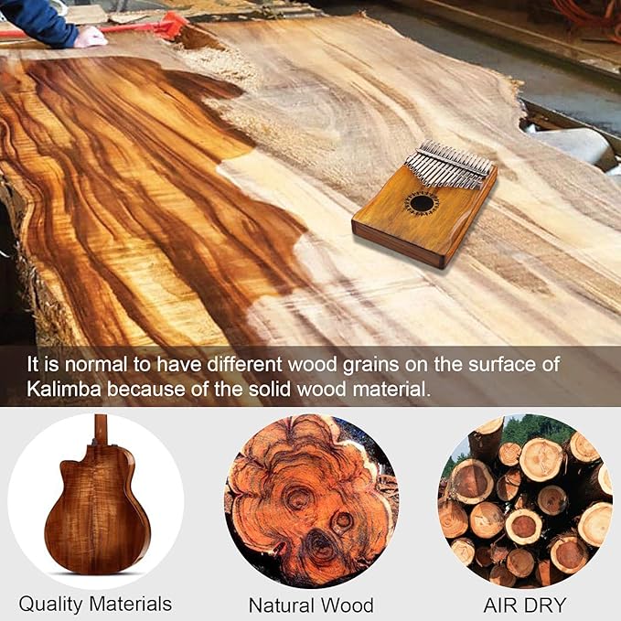 Kalimba Thumb Piano 17 Keys, Portable Mbira Finger Piano Gifts for Kids and Adults Beginners Wood-CubbioJoy