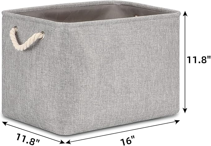 Bidtakay Grey Baskets [2-Pack] Shelf Baskets for Storage 16" X 11.8" X 11.8" Large Fabric Rectangular Decorative Storage Basket Organization Bins for Shelves Closet Home Organization(Grey)-CubbioJoy