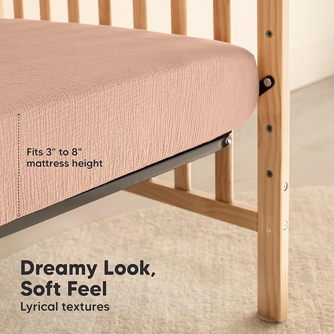 KeaBabies 2-Pack Muslin Crib Sheets for Boys, Girls - 100% Organic Cotton Fitted Baby Crib Mattress Sheet, Soft Breathable Standard Toddler Bed Cover Bedding Set, Neutral, Durable 52x28 (Russet)-CubbioJoy