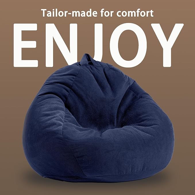 3FT Memory Foam Bean Bag Chairs for Teens or Kids with Filling Bean Bag Sofa with Handle Super Soft Washable Corduroy Fabric Lazy Sofa 3 Foot Caramel-CubbioJoy