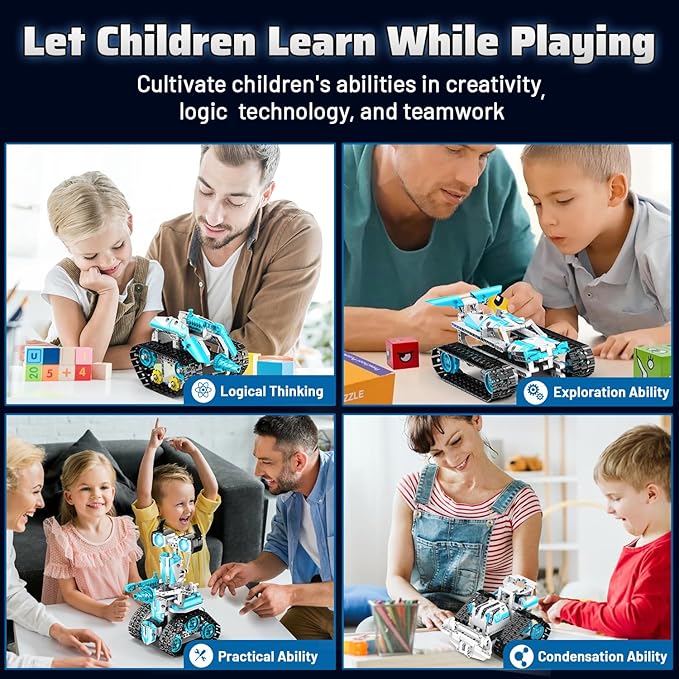 5 in 1 Robot Building Kit, Remote & App Control Educational Projects, 706Pcs DIY Tank & Garden Cars STEM Build Toys Sets for 8+ Years Old Boys and Girls-CubbioJoy