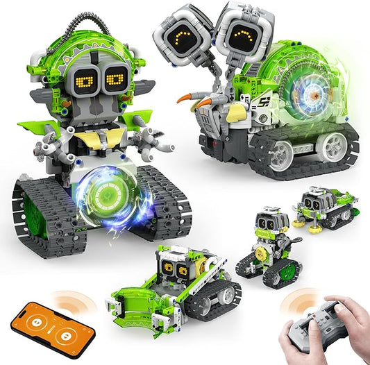 5in1 STEM AI Robot Toys Building Set, 478Pcs APP & Remote Control Engineering Erector Blocks for Kids Age 6-8, Coding Interactive Educational Christmas Birthday Gift for 10-12 Year Boys & Girls-CubbioJoy