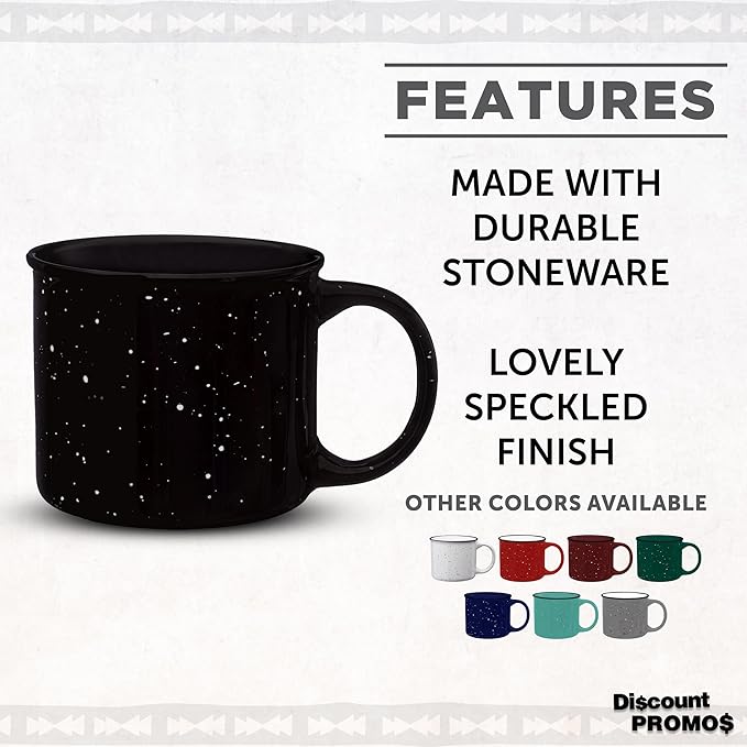 DISCOUNT PROMOS Ceramic Campfire Coffee Mugs 13 oz. Set of 10, Bulk Pack - Perfect for Tea, Espresso, Cappuccino, Hot Cocoa - Black-CubbioJoy