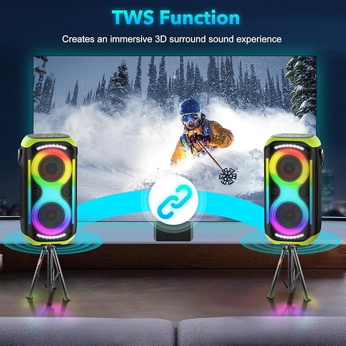 Bluetooth Speaker 160W Loud Wireless Boombox Portable Big Powerful Deep Bass Sound TWS Large Outdoor Home Party Speakers with Subwoofer LED Lights-CubbioJoy