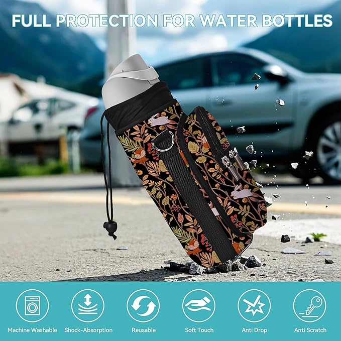 25/32/40/64oz Water Bottle Bag Holder Carrier-Insulated Crossbody Sling Case Sleeve with Strap & Pockets for Men Women Gym Cycling Travel Walking Hiking Camping-CubbioJoy