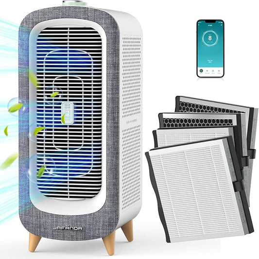 Jafända Air Purifiers for Home Large Room Up To 2105ft², 4×True HEPA 13 Activated Carbon Air Filter, Quiet Air Cleaner for Bedroom Removes 99.97% Dust Smoke Odor Pollen Pets Hair Dander Allergies-CubbioJoy
