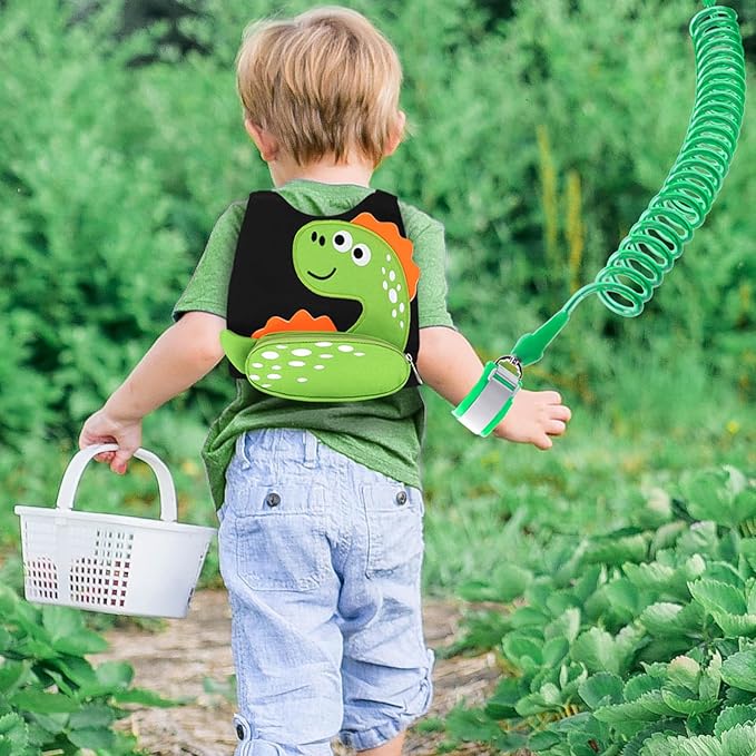 Accmor Toddler Harness Leash, Cute Dinosaur Kids Harness Child Leash with Anti Lost Wrist Link for Outdoor Travel, Adorable Baby Walking Harness Wristband Assistant Strap for 1-3 Years Old Boys Girls-CubbioJoy