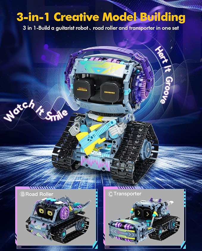 3 in 1 STEM Robotics Toy Building Blocks Set, Programmable APP Remote Control Robot/Car Robot Coding Kit, STEM Project Education Birthday Gift for Boys and Girls Ages 8-12 (433 Pieces)-CubbioJoy
