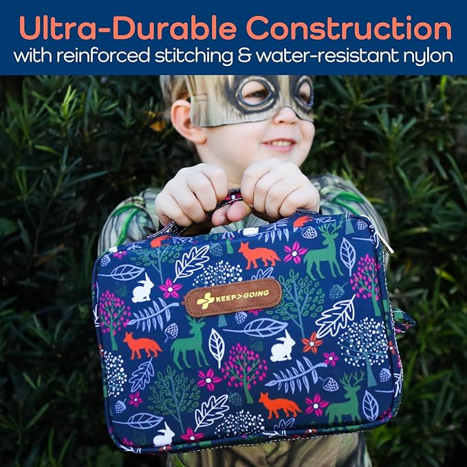 KeepGoing Large Home First Aid Kit for Kids – 270 Pc. for Car, Home, Dorm, & Boat with Latex-Free Bandages – 10 x 7 x 3.5 in. Travel First Aid Kit (Woodland)-CubbioJoy