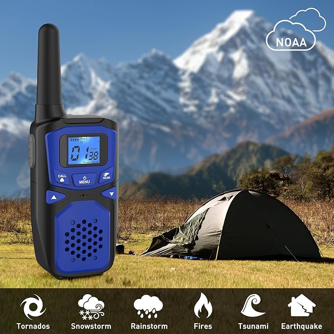 Adult Walkie Talkie WokTok Long Range Rechargeable Portable Two-Way Walkie Talkie, Hiking Accessories, SOS Sirens, NOAA Weather Alarms, Kid's Toys, Easy-to-Use Rechargeable Walkie Talkies,3 Pack-CubbioJoy