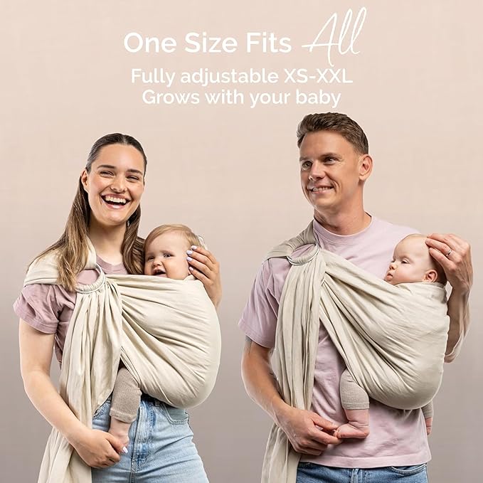 Boba Ring Sling - Newborn to Toddler Carrier, Lightweight & Breathable, Hip-Healthy, Front & Hip Carry, 8-35 lbs (Pampas)-CubbioJoy