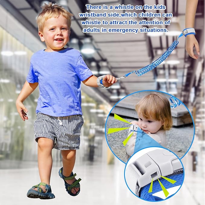 Accmor Toddler Leash with Reflective Baby Anti Lost Wrist Link, 2 in 1 Kids Walking Harnesses Belt Leashes with Key Lock for Boys Age 1-4, Keep Child Close Wristband Rope Tether for Outdoor Travel-CubbioJoy
