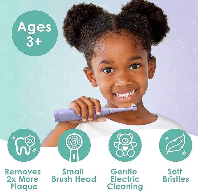 Brusheez Kids’ Electric Toothbrush Set - Safe & Effective for Ages 3+ - Parent Tested & Approved with Gentle Bristles, 2 Brush Heads, Rinse Cup, 2-Minute Timer, & Storage Base (Luna The Llama)-CubbioJoy