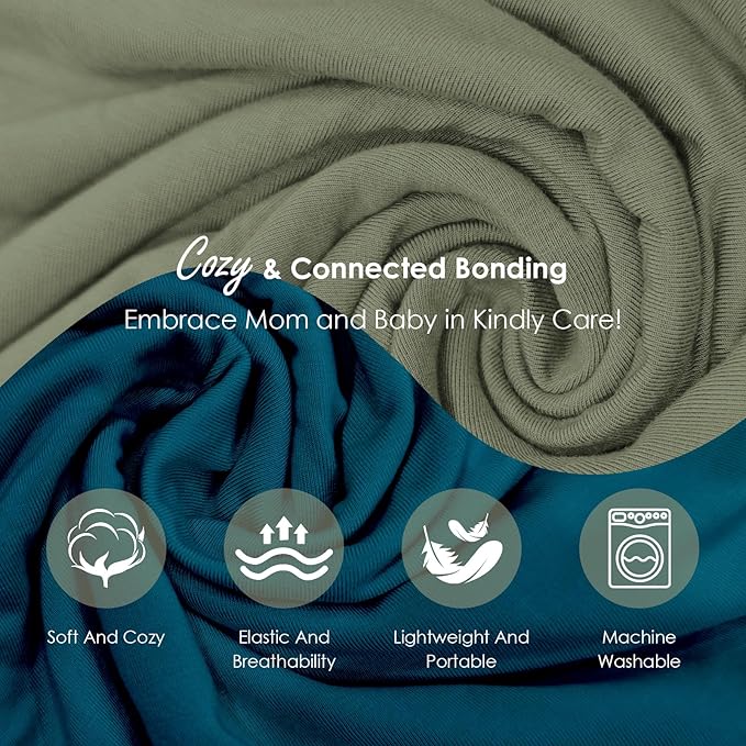 Baby Wrap Carrier, Lightweight Baby Wearing Wraps for Newborn and Infant, Soft Swaddle Holder Carrier, Cozy Baby Sling 7-35 lbs Blue+Green-CubbioJoy