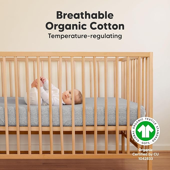 KeaBabies 2-Pack Organic Crib Sheets for Boys, Girls - 52x28 Fitted Crib Mattress Sheet Neutral, Breathable Jersey Cotton Cover for Baby Bed, Toddler Mattress, Soft & Cute Prints (Cloud)-CubbioJoy