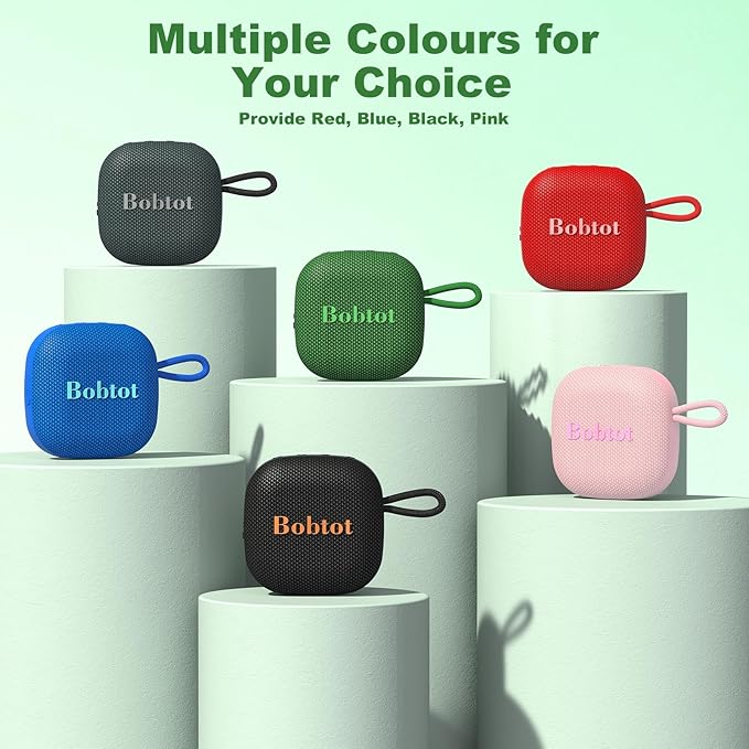 Bobtot Portable Bluetooth Speakers Wireless - IPX7 Waterproof Mini Shower Speaker with 16 Hours Playtime, Loud Stereo Sound, Rich Bass, TWS, Built-in Mic, Small Size for Travel Sport, Green-CubbioJoy