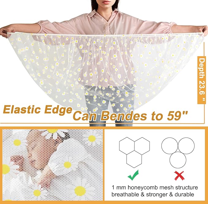 Baby Stroller Mosquito Net (2 Pack) - Durable Mesh Protection for Bassinets, Cradles, Playards, Pack N Plays & Portable Mini Cribs | Breathable Universal Fit Insect Barrier (Black + Daisy)-CubbioJoy