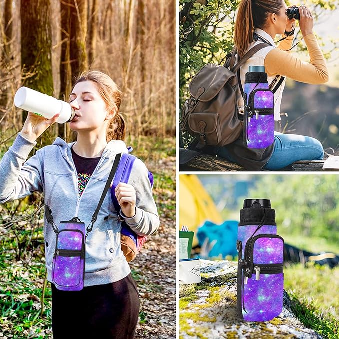 25/32/40/64oz Water Bottle Bag Holder Carrier-Insulated Crossbody Sling Case Sleeve with Strap & Pockets for Men Women Gym Cycling Travel Walking Hiking Camping-CubbioJoy