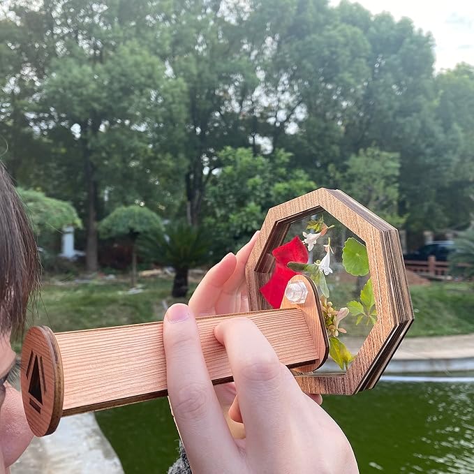 2PCS Natural DIY Kaleidoscope Kit, New Wooden Magic Rotating Kaleidoscope Making Set for Nature Lovers, Best Gift, Outdoor Classic Handmade Education Toys-CubbioJoy