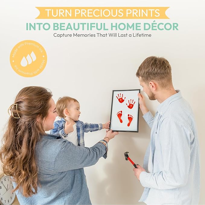 Clean Touch Ink Pad for Baby Handprints and Footprints – Inkless Infant Hand & Foot Stamp – Safe for Babies, Doesn’t Touch Skin – Perfect Family Memory or Gift – Red Print Kit by Tiny Gifts-CubbioJoy