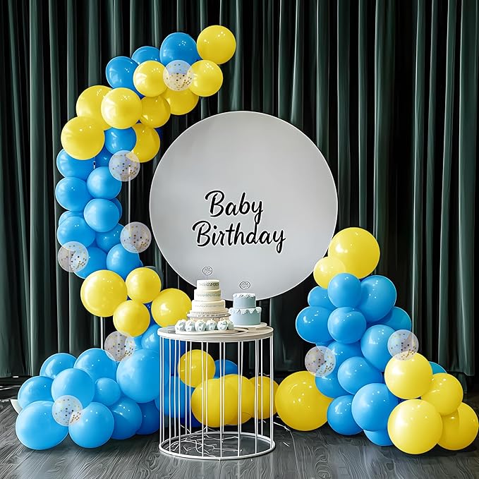 JOYIN 150 Pcs Light Blue Balloons, Different Sizes 18 12 10 5 Inch Light Blue Latex Balloon Arch Kit with Instruction for Birthday Party Graduation Wedding Holiday Decoration-CubbioJoy