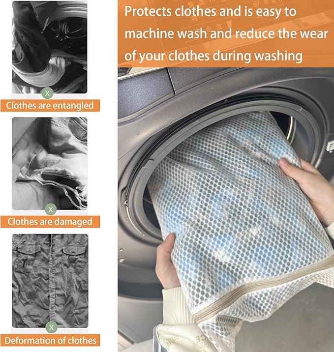 6 Pack Laundry Bag, Durable Honeycomb Mesh Laundry Bags Suitable for Delicate Clothes Washing (3 Large, 3 Medium) Beige-CubbioJoy