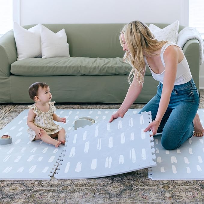 Baby Play Mats for Floor - Shoreline (6x6ft) - Premium EVA Foam Play Mat for Babies & Toddlers - Perfect for Tummy Time, Crawling, Playroom - Stylish & Comfortable Kids Play Mat-CubbioJoy