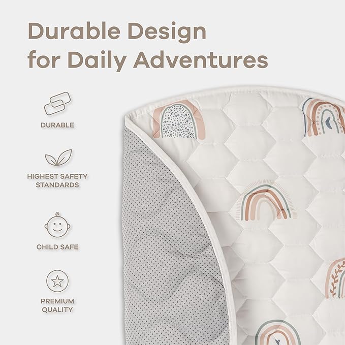 Comfy Cubs Round Kids Play Mat - Medium 48 inches Soft Quilted Baby Floor Mat with Non-Slip Bottom - Plush Design for Toddlers' Playtime and Relaxation - Comfortable and Durable - Rainbow-CubbioJoy