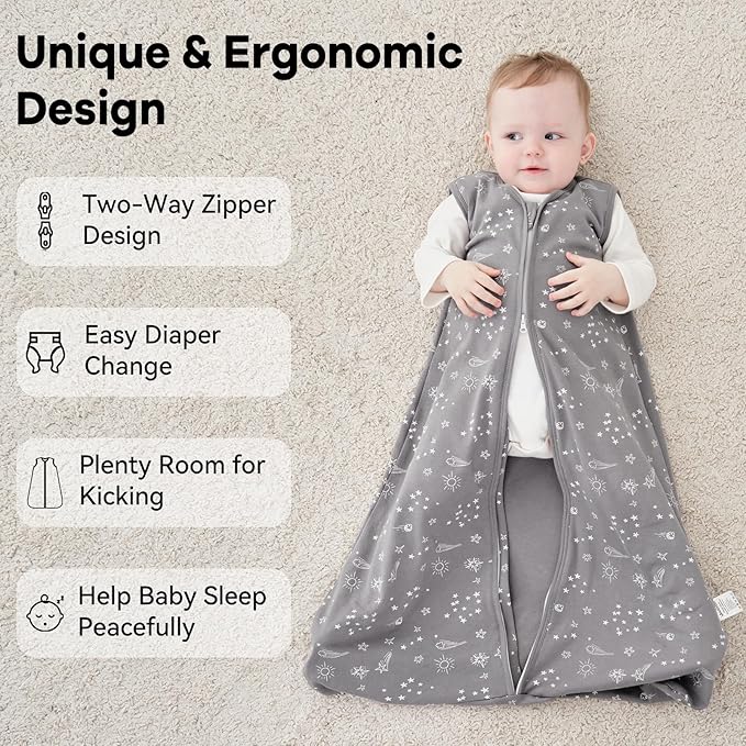Baby Sleep Sack 18-24 Months 3 Pack 100% Cotton Lightweight 0.5 TOG Wearable Blanket Baby Sleep Bag with 2-Way Zipper for Infant Toddler-CubbioJoy