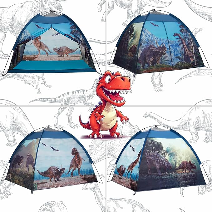 Dinosaur Kids Play Tent-61”x61”x45”Realistic Dinosaur Kids Tent Indoor & Outdoor, Pop Up Play House for Kid, Boys & Girls Age 3-12-CubbioJoy