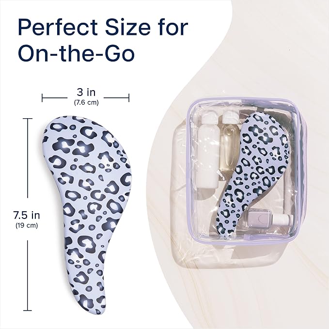 Crave Naturals Glide Thru Detangler Brush - Curly Hair Brush for Women and Kids - Wet and Dry Comb for Adults - Soft Flexible Bristles for Gentle Use - Styling Tool for Curls - Blue Cheetah-CubbioJoy