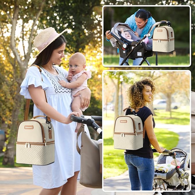 Breastmilk Cooler Bag with Ice Pack & Mat Fit 6 Bottles Up to 9 Ounce, Baby Bottle Cooler Bag for Moms, Daycare & Travel, Black-CubbioJoy