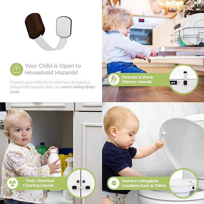 Baby Proofing Child Safety Locks (12 Pack) by Skyla Homes - The Safest, Quickest and Easiest 3M Adhesive Cabinet Latches, No Screws & Magnets, Multi-Purpose for Furniture, Kitchen, Ovens, Toilet Seats-CubbioJoy