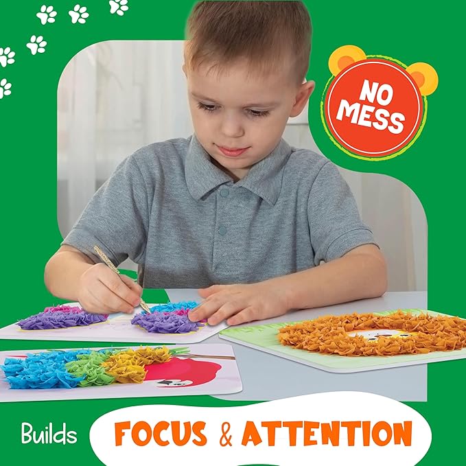 jackinthebox Poke Poke Art – Animals Theme, Mess-Free Fabric Art and Craft, Flower Pressing Kits, Gift for Kids, Girl Gifts, Boy Gift, Toys for Girls and Boys Ages 4 5 6 7 8-CubbioJoy