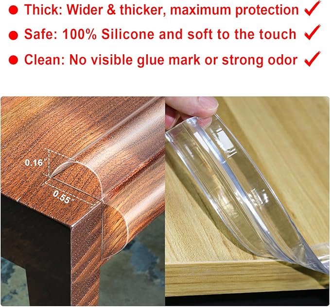 Baby Proofing, 0.4in Edge Protector Strip Clear, Thickened Silicone Soft Corner Protectors with Upgraded Pre-Taped Strong Adhesive, 9.8ft Edge Protectors for Cabinets, Tables, Drawers (White)-CubbioJoy