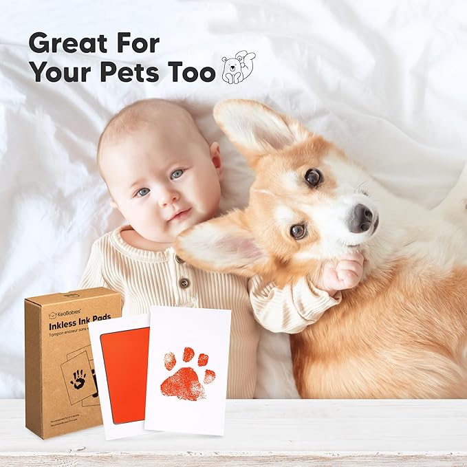 4-Pack Inkless Baby Hand and Footprint Kit - Mess Free Ink Pad for Newborn Keepsake, Dog Nose & Paw Print Kit, Clean Touch Ink Pad for Baby Hand & Footprints, Ideal New Mom Gifts (Autumn)-CubbioJoy