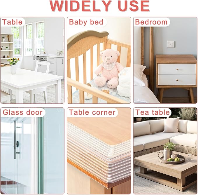 Baby Proofing 26.2ft Long (2.32" Wide),Clear Corner Protectors,Soft Edge Protectors Corner Guards Furniture Corner&Edge Safety Bumpers with Upgraded Strong Adhesive for Sharp Furniture & Table Edges-CubbioJoy