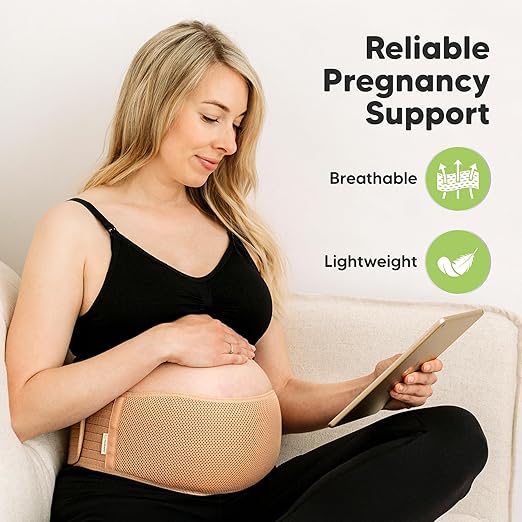 KeaBabies Maternity Belly Bands for Pregnant Women - Soft & Breathable Pregnancy Belly Support Band, Adjustable Maternity Belt for Back, Pelvic Support, Comfortable, Easy to Use (Classic Ivory, M/L)-CubbioJoy