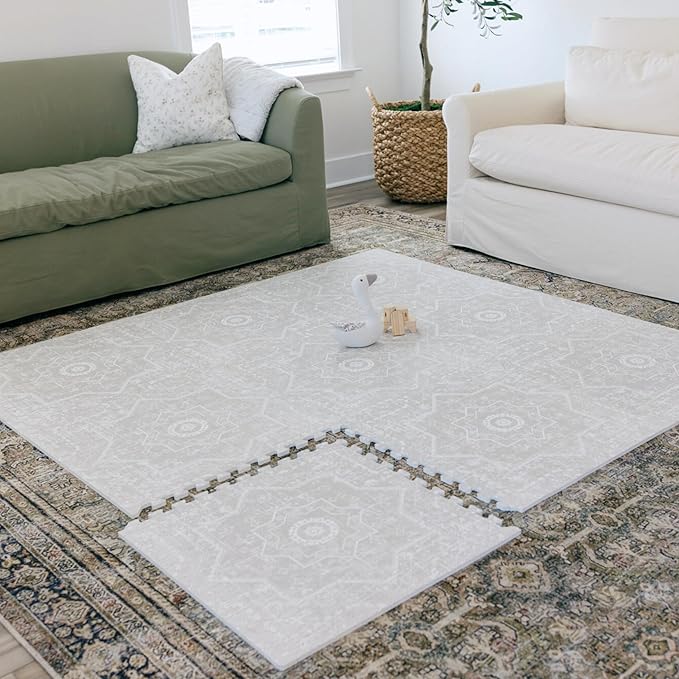 Baby Play Mats for Floor - Layla (4x6ft) - Premium EVA Foam Play Mat for Babies & Toddlers - Perfect for Tummy Time, Crawling, Playroom - Stylish & Comfortable Kids Play Mat-CubbioJoy