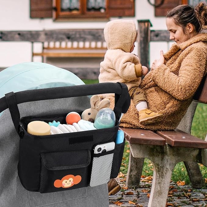 Accmor Universal Stroller Organizer with Cup Holder and Shoulder Strap, Stroller Bag Caddy Organizer Stroller Accessories for Uppababy, Baby Jogger, Nuna, Doona, Britax Strollers-CubbioJoy
