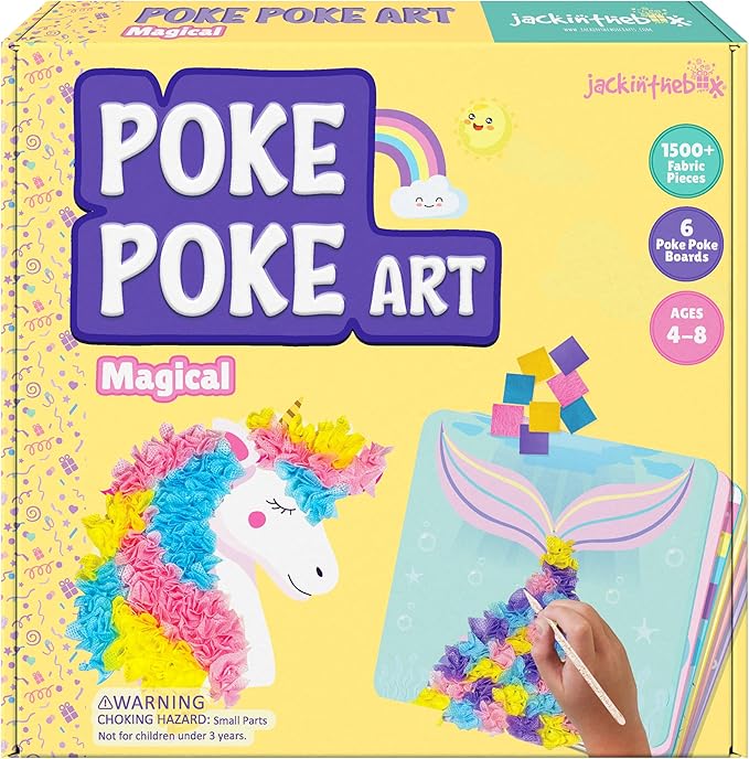 jackinthebox Poke Poke Art – Magical Theme, Mess-Free Fabric Art and Craft, Flower Pressing Kits, Gift for Kids, Girl Gifts, DIY Activity Boy Gift, Toys for Girls and Boys Ages 4 5 6 7 8-CubbioJoy