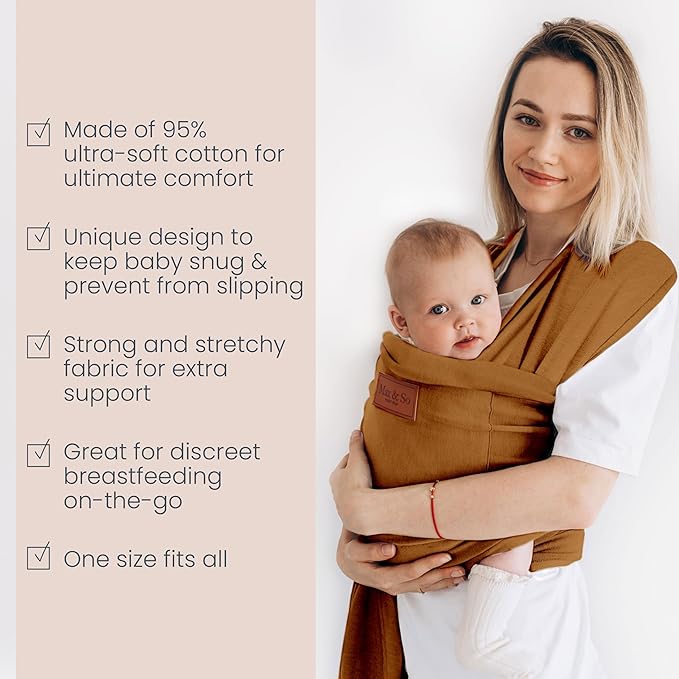 Baby Wrap Carrier - Premium Cotton Baby Carrier Wrap for Newborn to Toddler- Infant Carrier- Baby Holder One Size Fits All with Front Pocket by Max&so-CubbioJoy