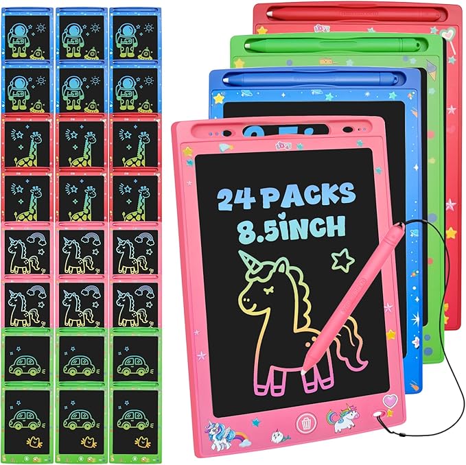 24 Pack LCD Writing Tablet for Kids, Erasable and Reusable Toddler Doodle Board in 8.5 inch, Ideal Educational Drawing Pad for Learning Toy for Ages 3-8 Gifts for Girls Boys-CubbioJoy