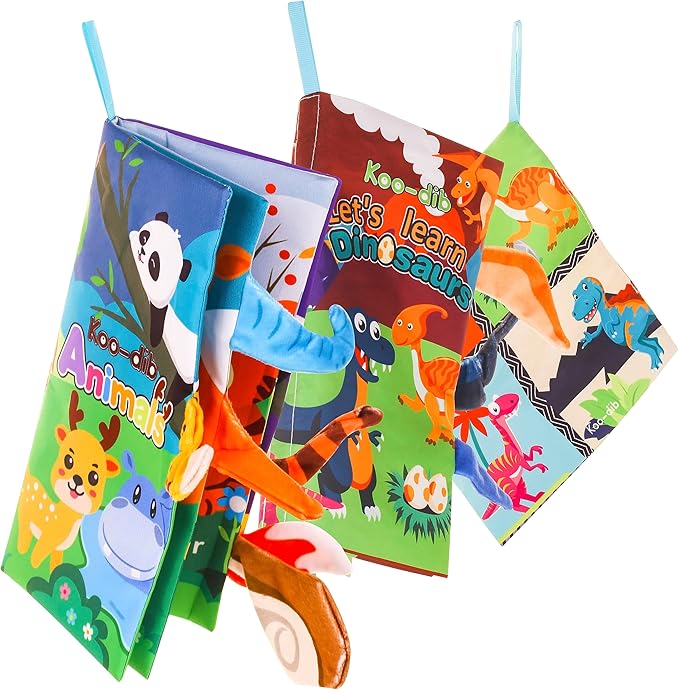 3 Pcs, Baby Books 0-6 Months, Crinkle Books for Babies, Touch and Feel Books for Infants, Infant Tummy Time Toys 0 6 9 Months, Sensory Toys for Babies, Baby Books-CubbioJoy