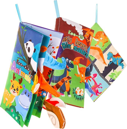 3 Pcs, Baby Books 0-6 Months, Crinkle Books for Babies, Touch and Feel Books for Infants, Infant Tummy Time Toys 0 6 9 Months, Sensory Toys for Babies, Baby Books-CubbioJoy